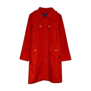 Vintage London Fog Trench Coat Women’s Medium Orange Red Tower Collection